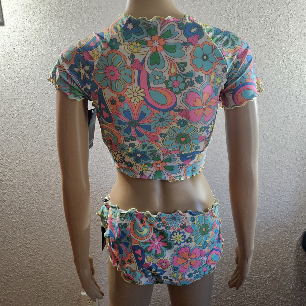 Floral Ruffle Three-Piece Swim Set - Multicolor - Picture 5 of 14
